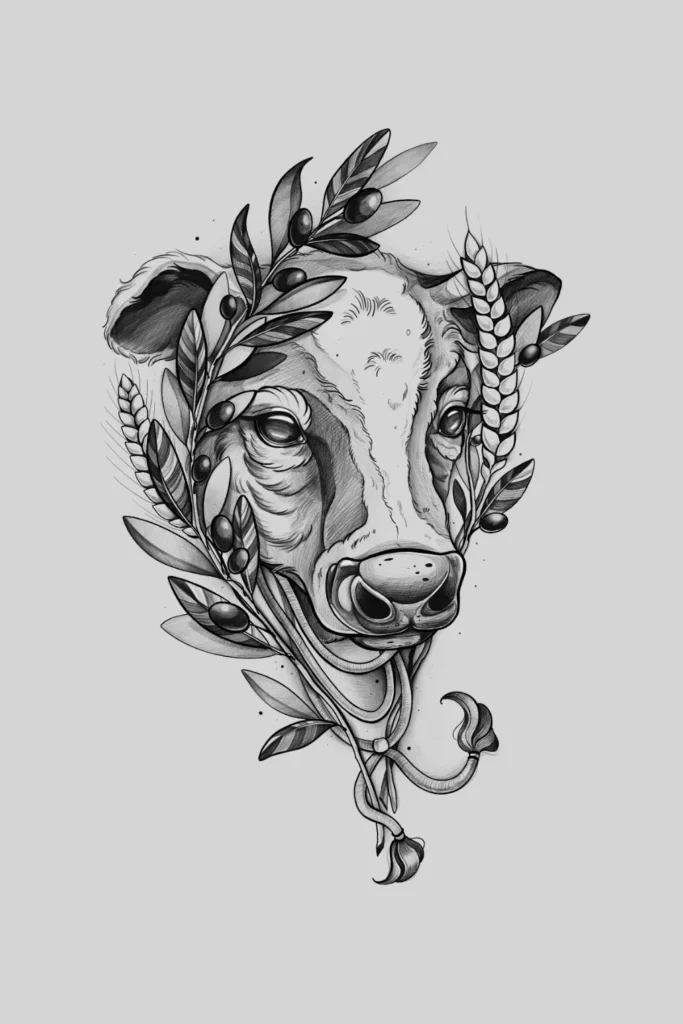 karvė tatuiruotės dizainas